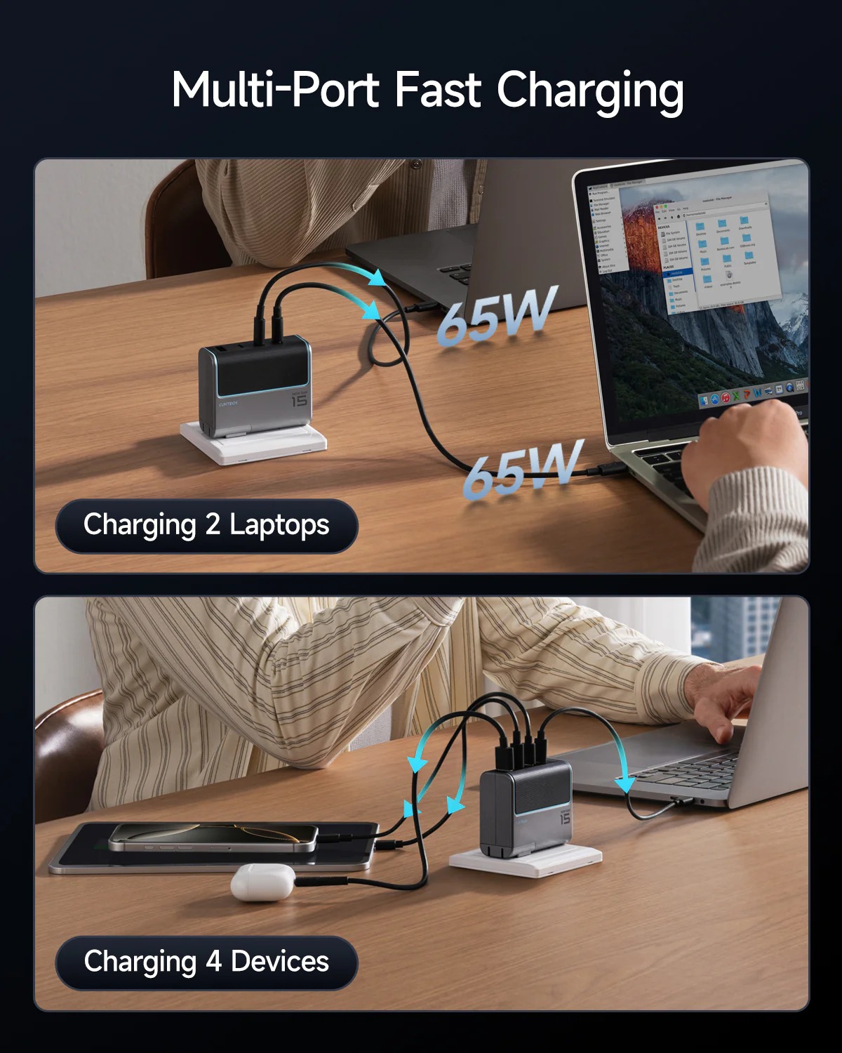 CUKTECH 15 CARGADOR USB-C 140W PD3.1 GAN BLOQUE DE CARGA RÁPIDA 4 PUERTOS PARA LAPTOP