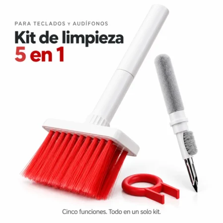Kit de limpieza 5 en 1 para teclados y audífonos con cepillo, lápiz y extractor